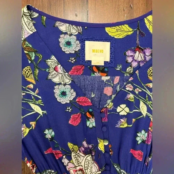 Maeve Maplewood Dress XS Long Sleeve Fit Flare Boho Floral Anthropologie EUC - Picture 4 of 15